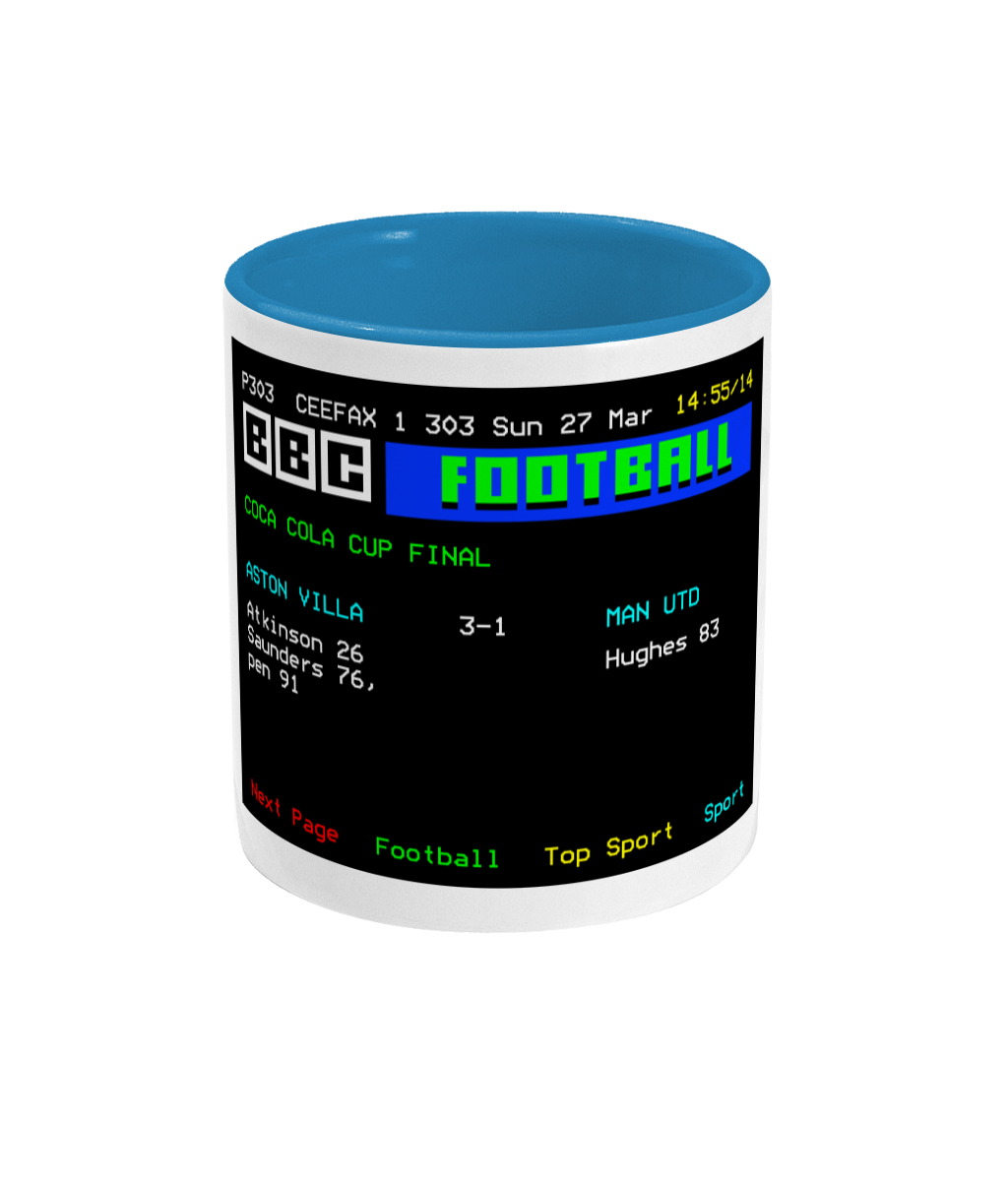 Football Teletext 'ASTON v v Manchester U 1994' Mug
