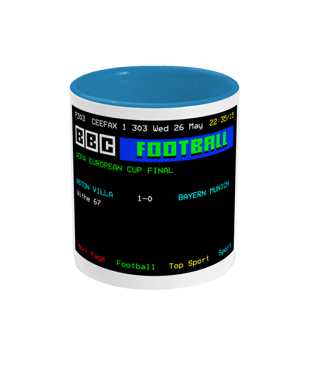 Football Teletext 'ASTON V v Bayern Munich 1982' Mug