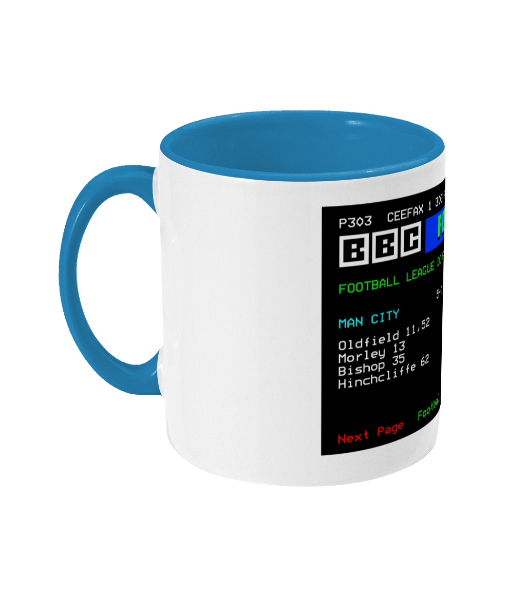 Football Teletext 'MANCHESTER C v Manchester U 1989' Mug