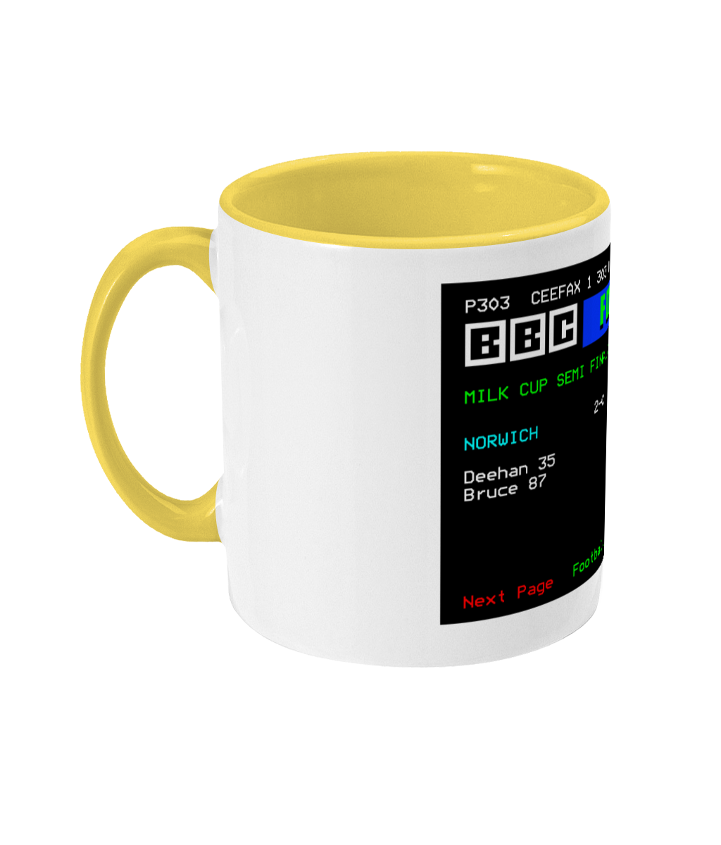 Football Teletext 'NORWICH v Ipswich 1985' Mug