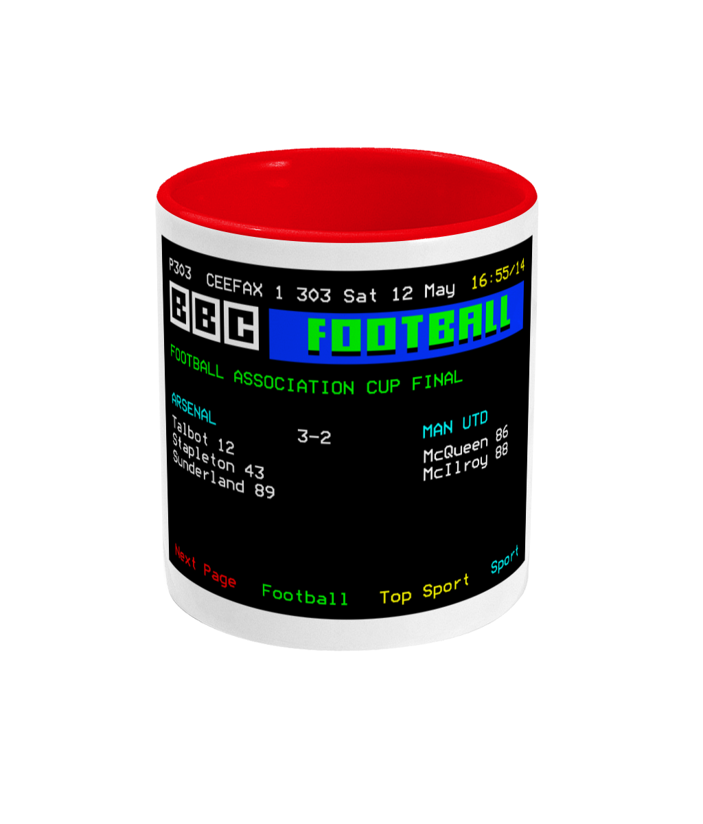 Football Teletext 'ARSENAL v Man United 1979' Mug