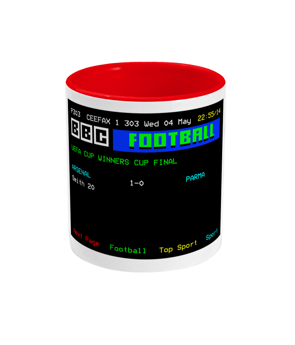 Football Teletext 'ARSENAL v Parma 1994' Mug