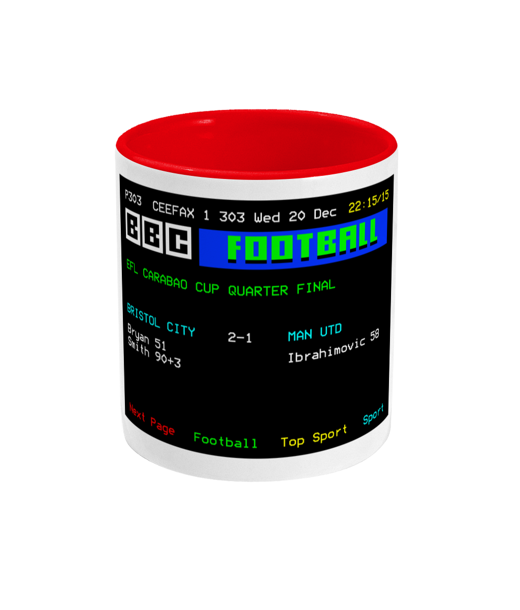 Football Teletext 'BRISTOL C v Manchester U 2017' Mug