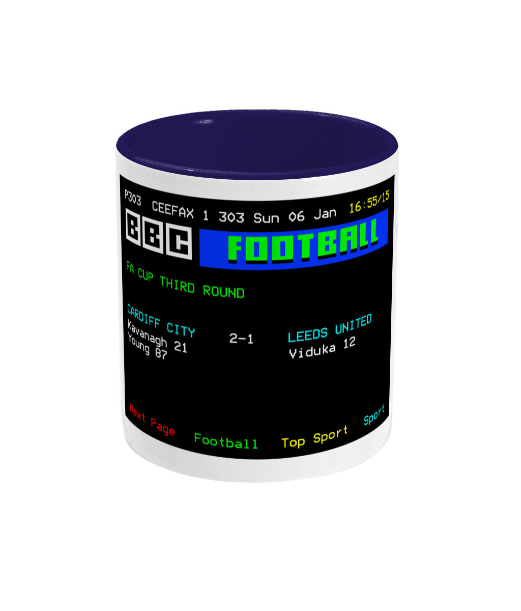 Football Teletext 'CARDIFF v Leeds 2002' Mug