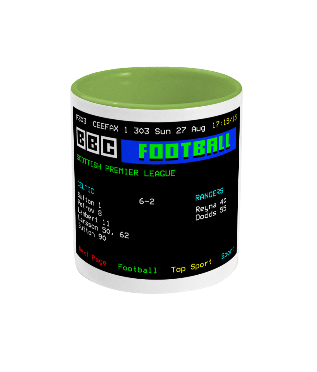 Football Teletext 'GLASGOW CELTIC v Rangers 2000' Mug