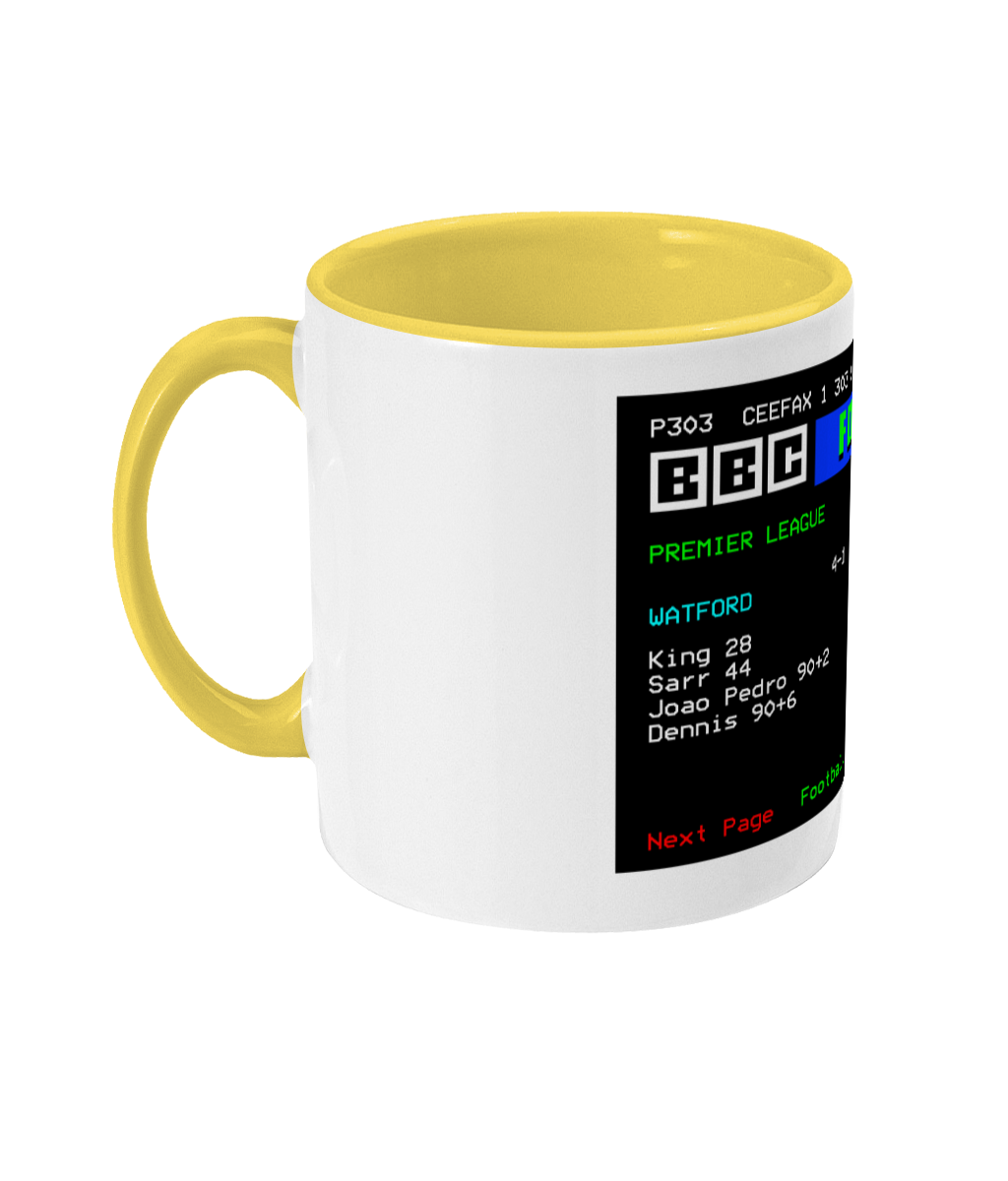 Football Teletext 'WATFORD v Manchester U 2021' Mug