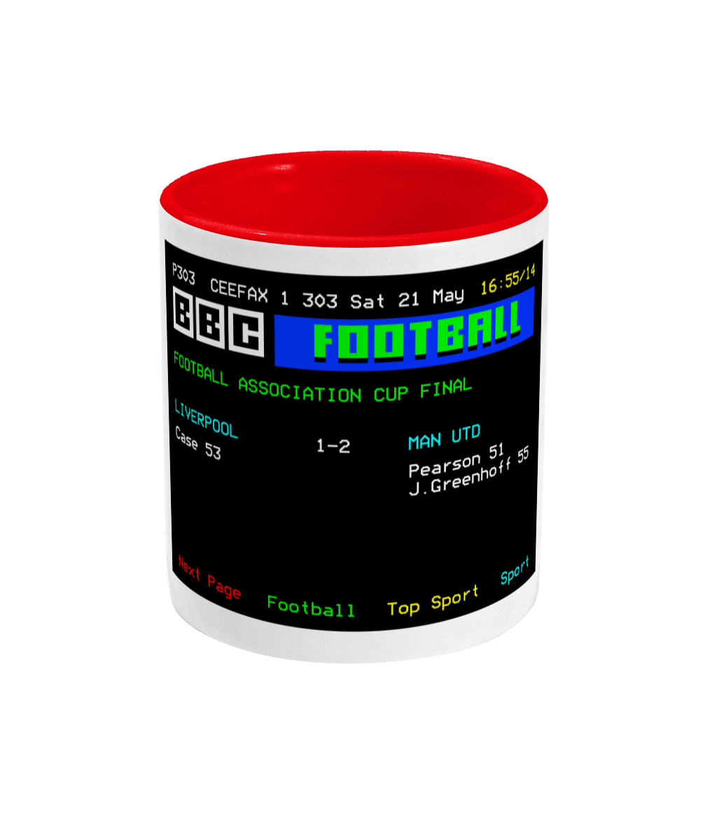Football Teletext 'Liverpool v MANCHESTER U 1977' Mug