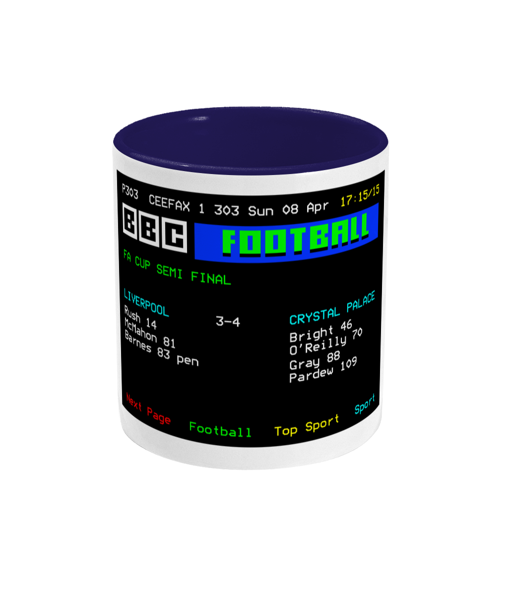 Football Teletext 'Liverpool v CRYSTAL P 1990' Mug