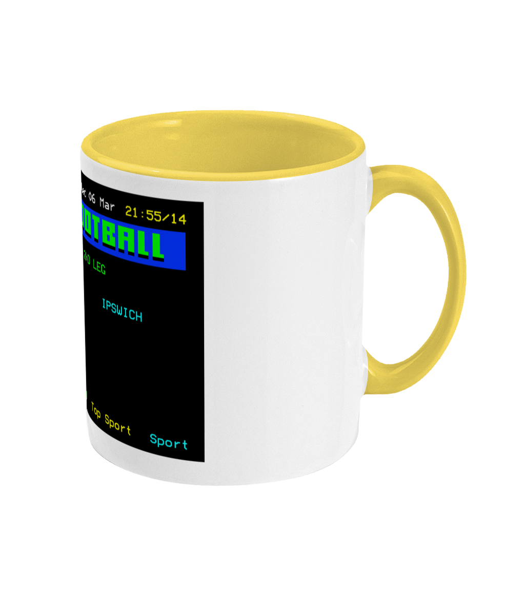 Football Teletext 'NORWICH v Ipswich 1985' Mug