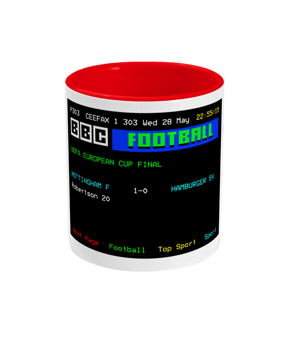 Football Teletext 'NOTTINGHAM F v Hamburg 1980' Mug