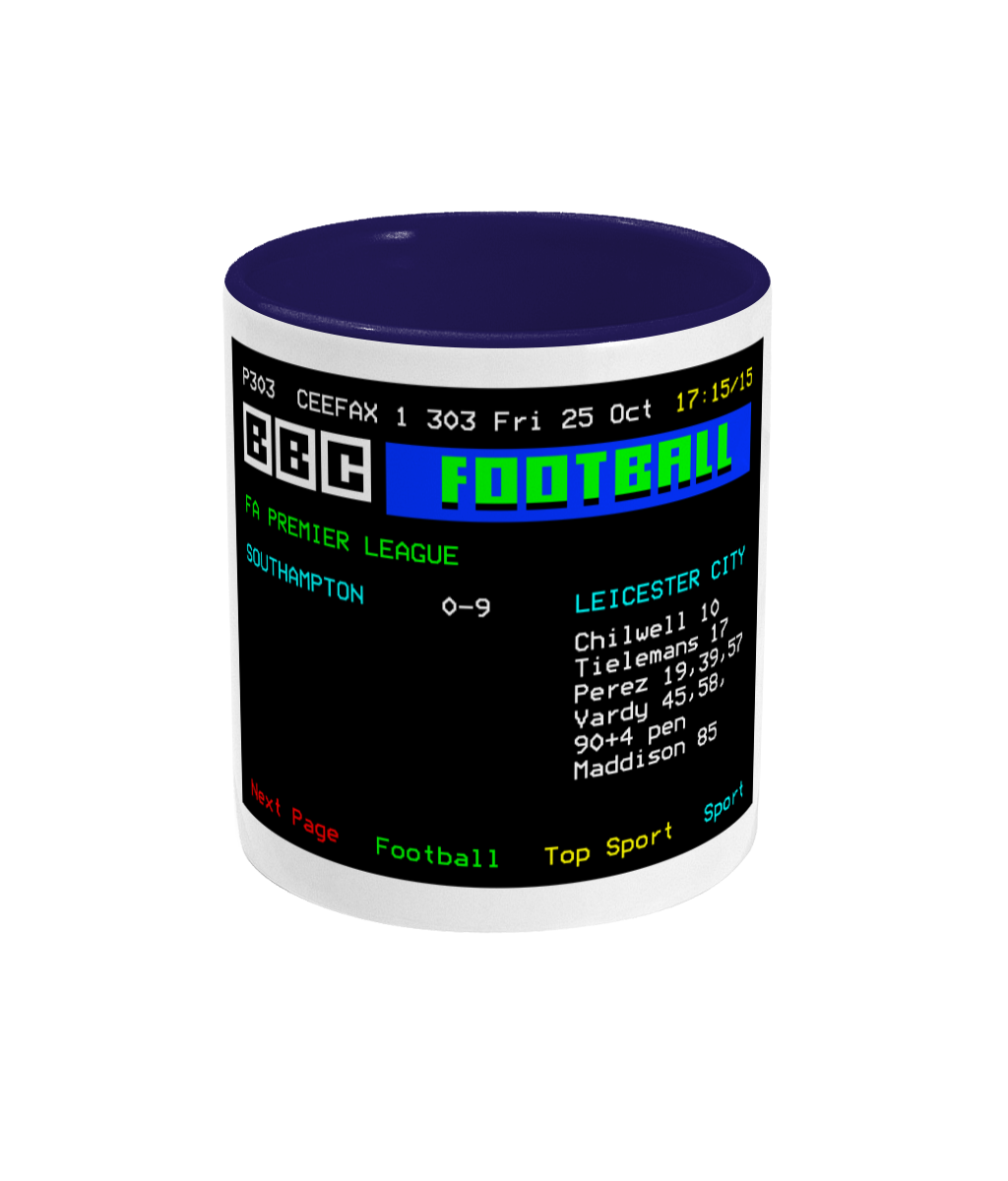 Football Teletext 'Southampton v LEICESTER 2019' Mug