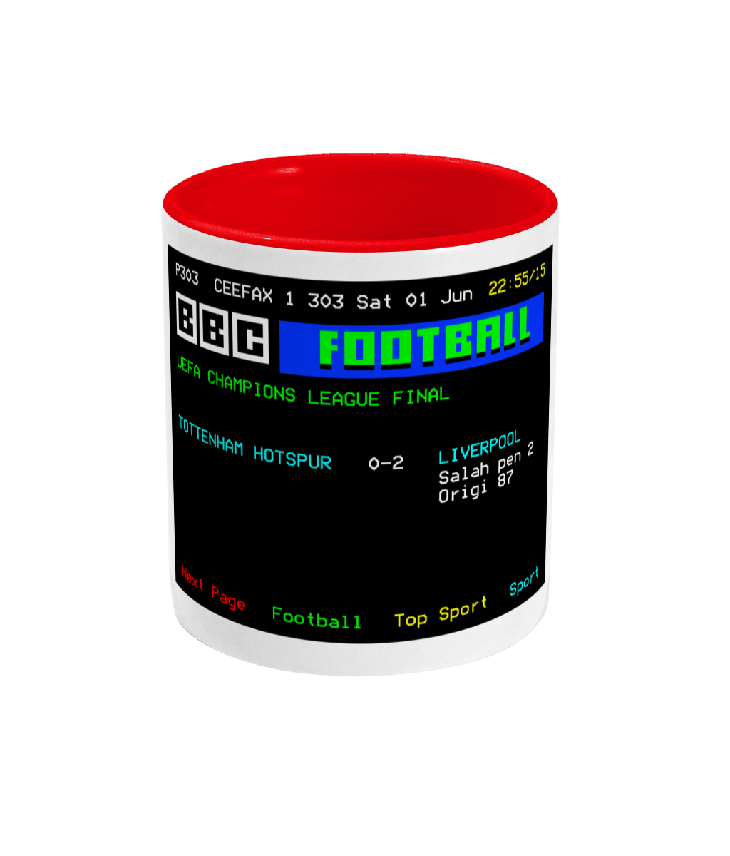Football Teletext 'Tottenham Hotspur v LIVERPOOL 2019' Mug