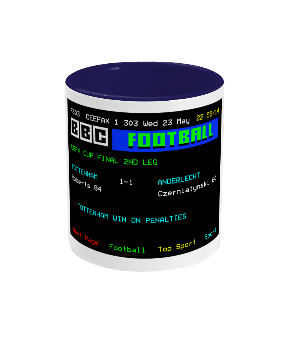 Football Teletext 'TOTTENHAM v Anderlecht 1984' Mug