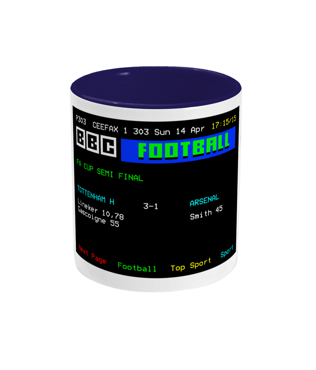 Football Teletext 'TOTTENHAM v Arsenal 1991' Mug