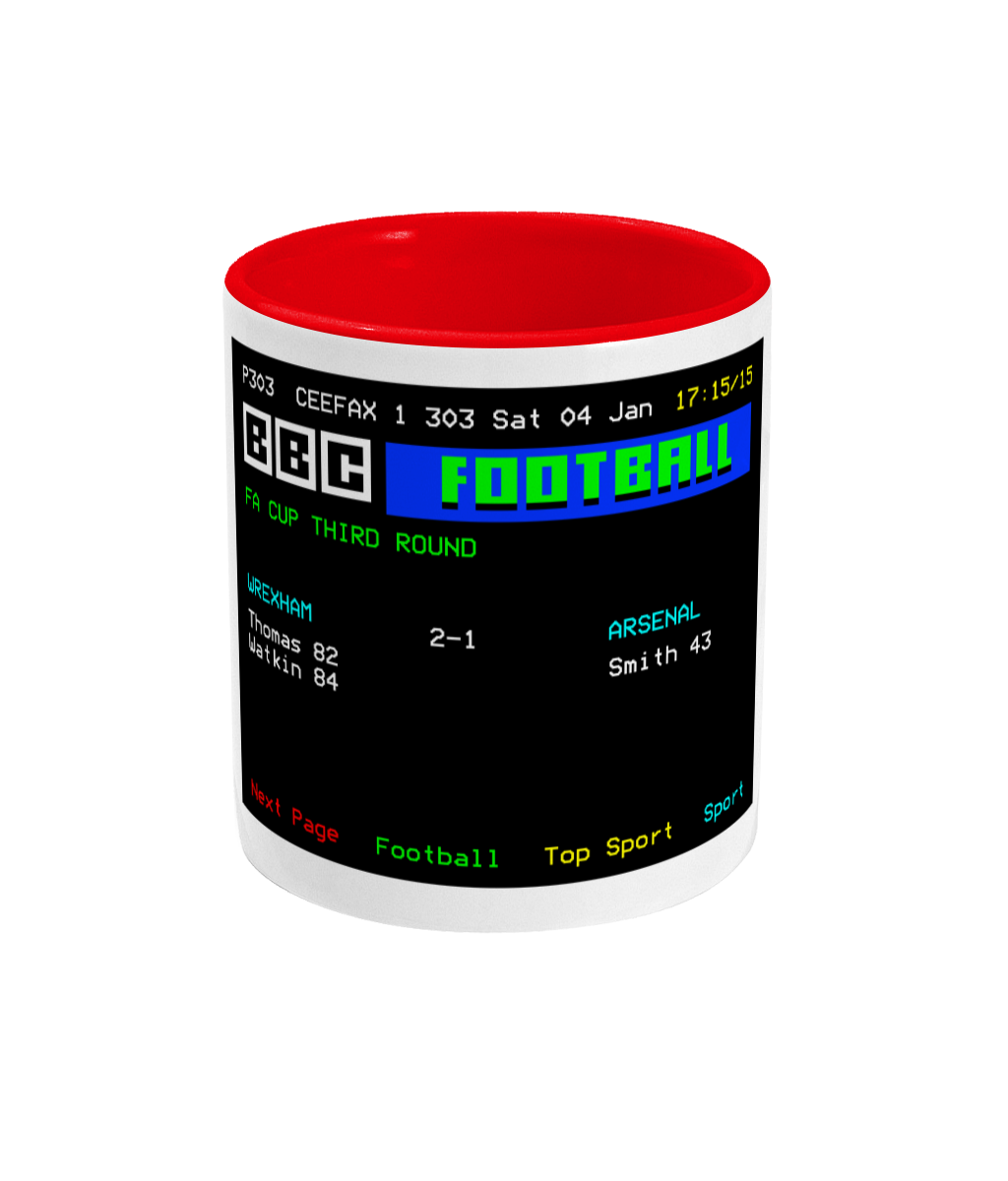 Football Teletext 'WREXHAM v Arsenal 1992' Mug
