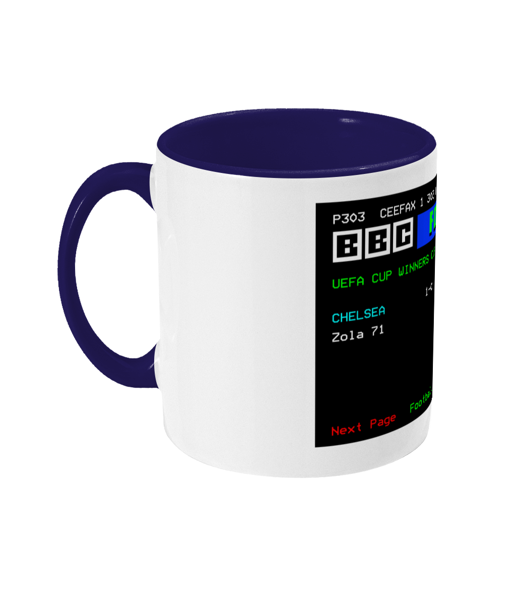 Football Teletext 'CHELSEA v Stuttgart 1998' Mug
