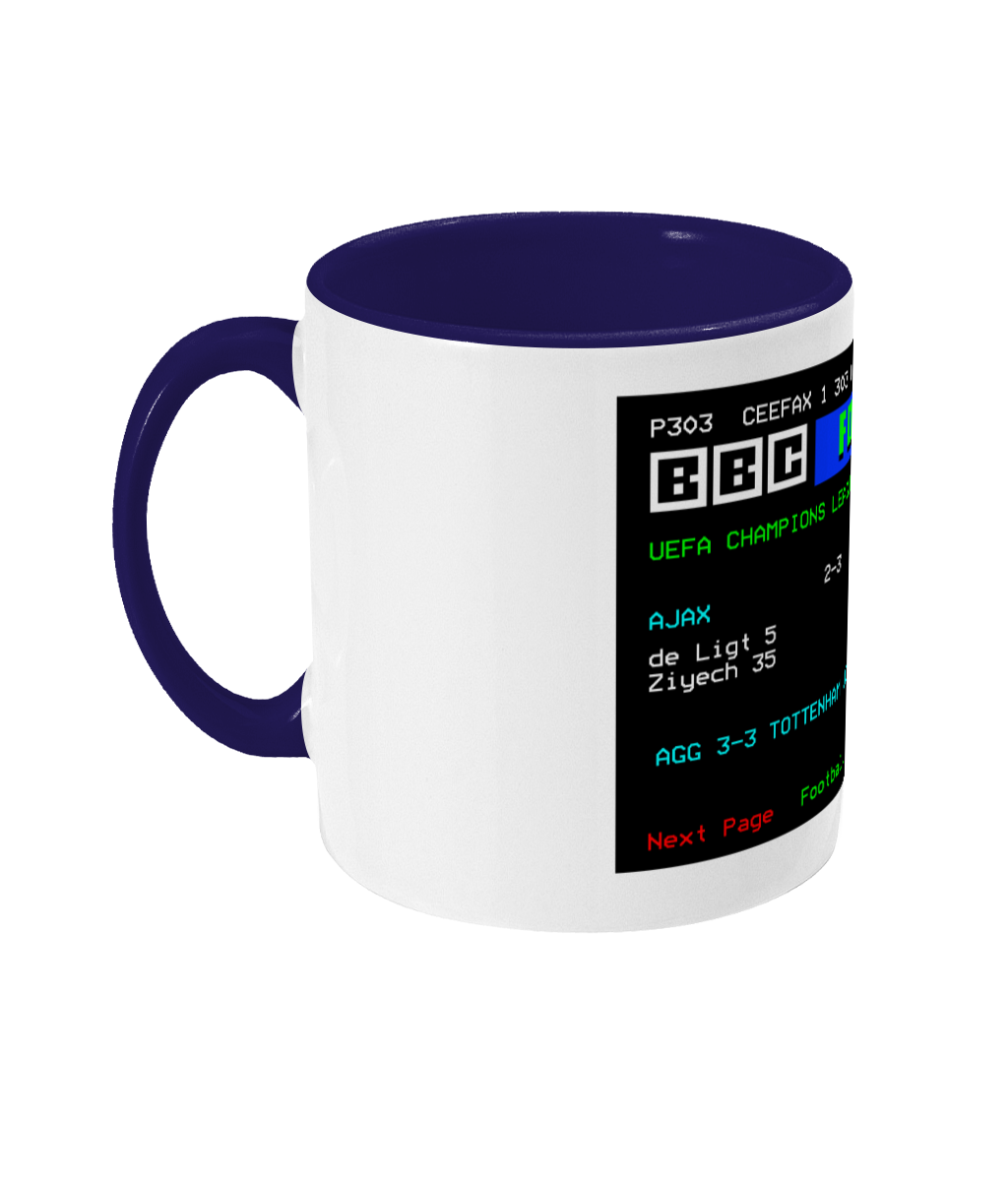 Football Teletext 'Ajax v TOTTENHAM 2019' Mug