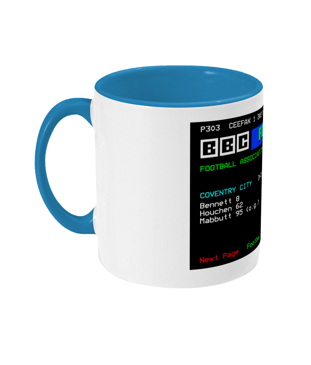 Football Teletext 'COVENTRY v Spurs 1987' Mug