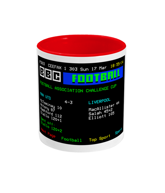 Football Teletext 'MANCHESTER UNITED v Liverpool 2024' Mug