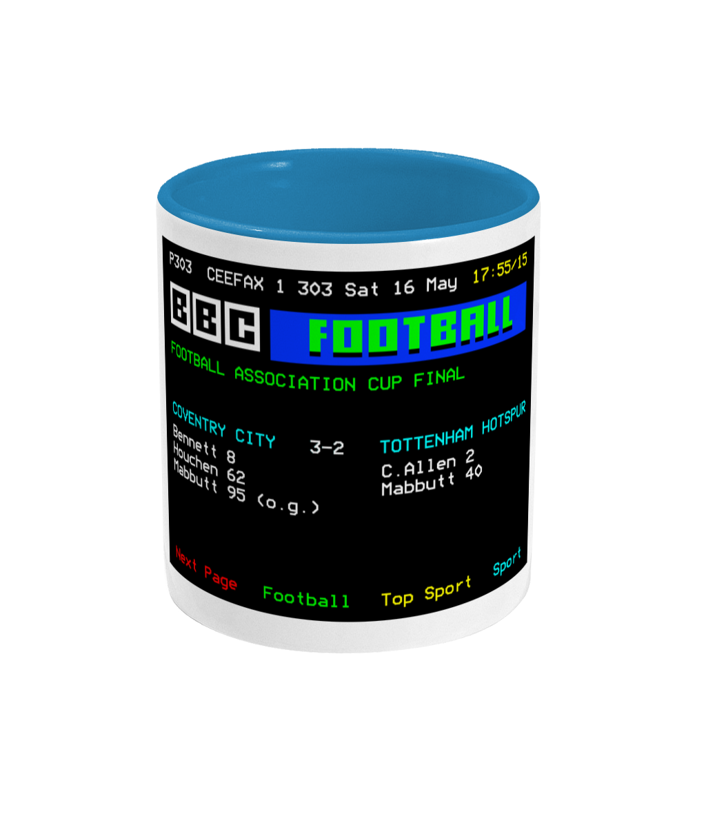 Football Teletext 'COVENTRY v Spurs 1987' Mug