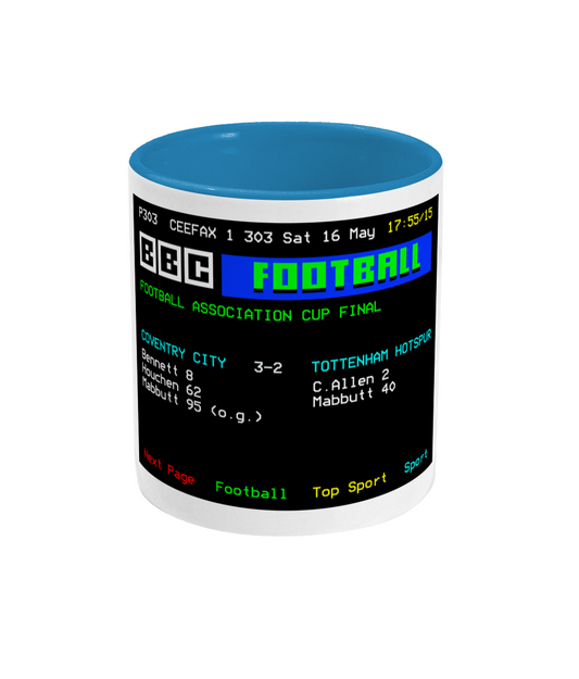 Football Teletext 'COVENTRY v Spurs 1987' Mug