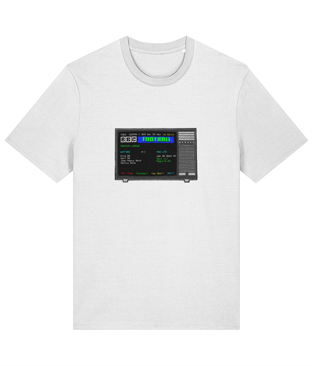 Football Teletext 'WATFORD v Manchester U 2021.png' Unisex T-Shirt