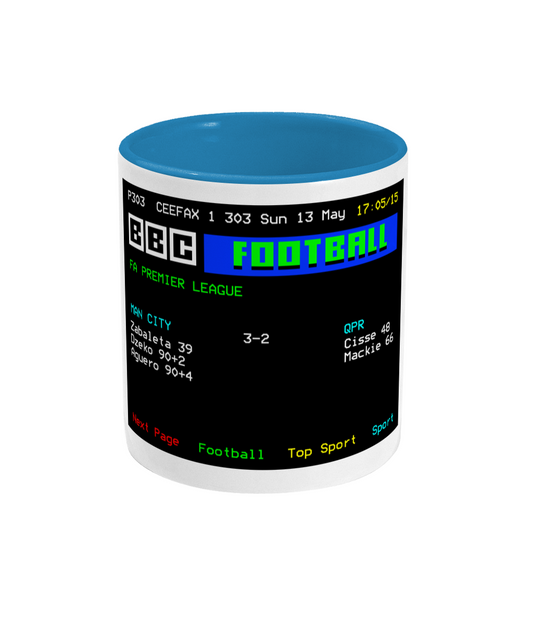Football Teletext 'Manchester City v QPR 2012' Mug