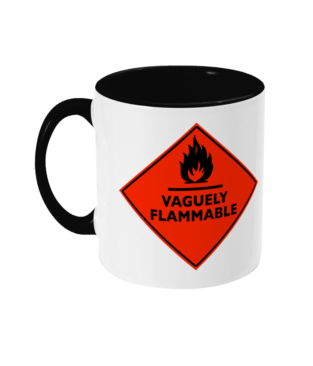 Slogans 'Vaguely Flammable' Red Sign Mug