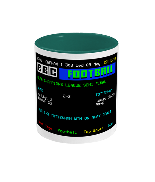 Football Teletext 'Ajax v TOTTENHAM 2019' Mug