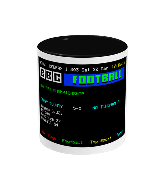 Football Teletext 'DERBY v Nottingham F 2014' Mug