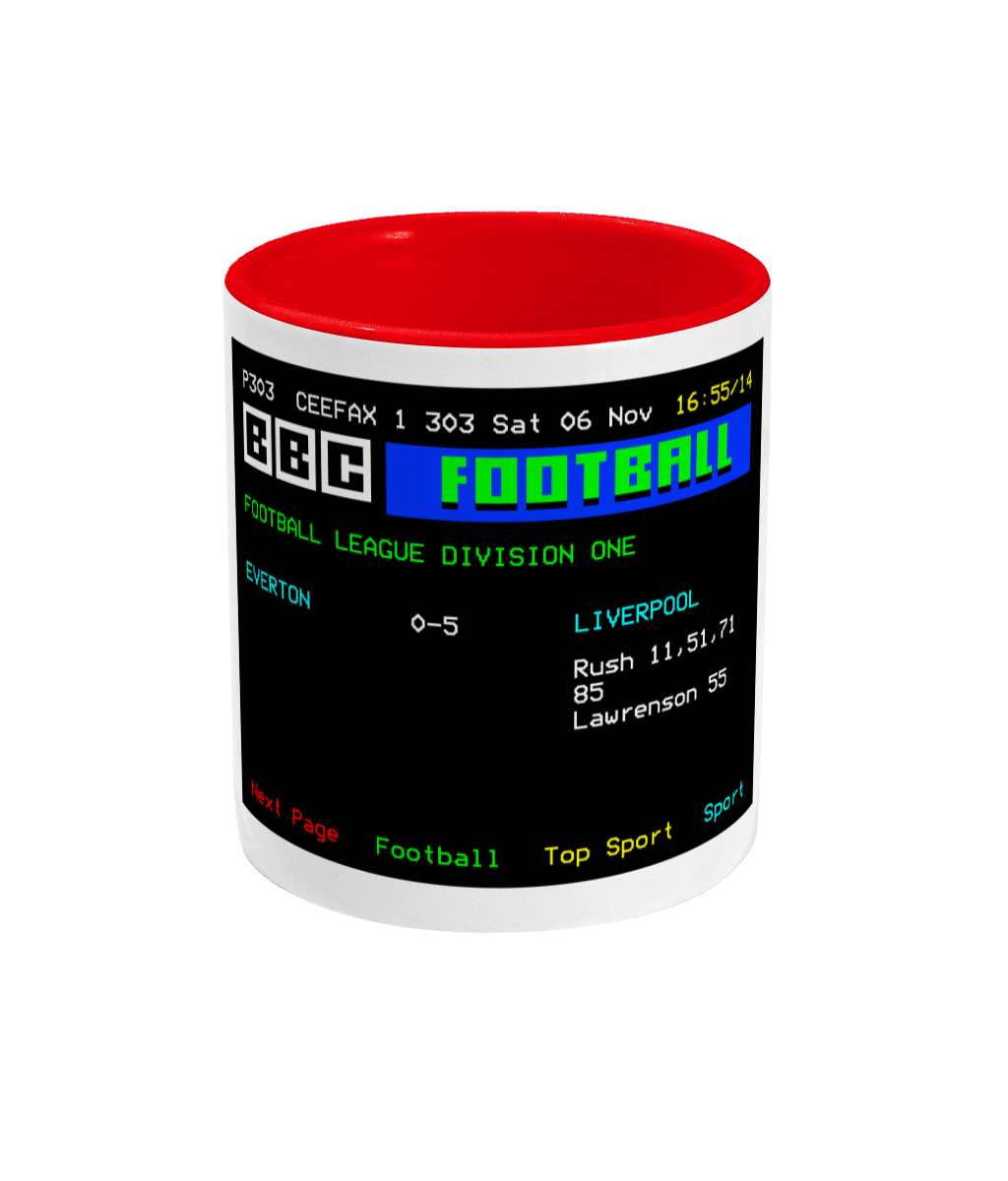 Football Teletext 'Everton v LIVERPOOL 1982' Mug