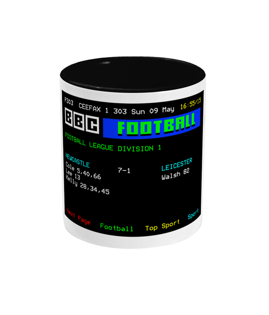Football Teletext 'NEWCASTLE v Leicester 1993' Mug