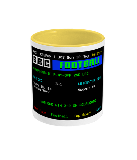 Football Teletext 'WATFORD v Leicester 2013' Mug