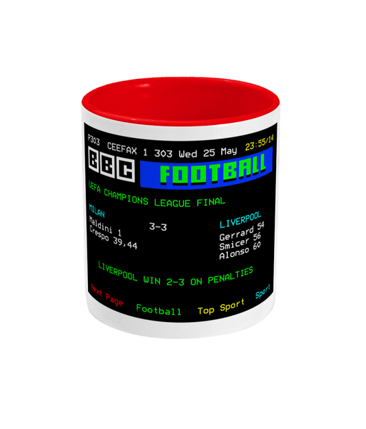 Football Teletext 'Milan v LIVERPOOL 2005' Mug