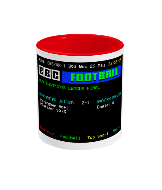 Football Teletext 'MANCHESTER U v Bayern M 1999' Mug