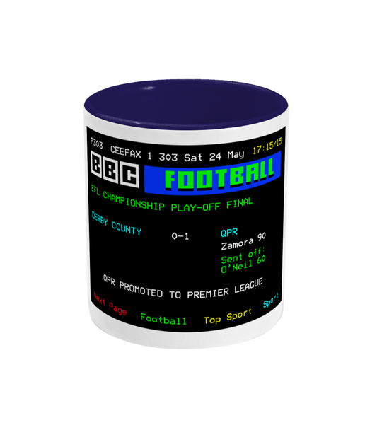 Football Teletext 'Derby v QPR 2014' Mug