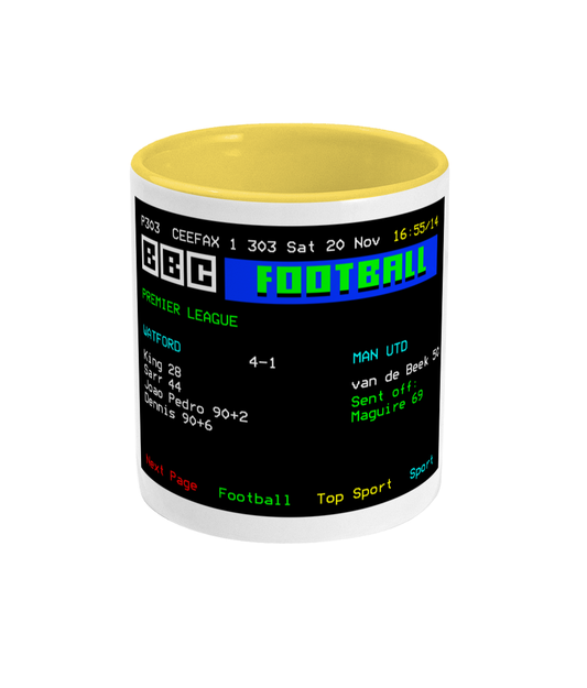 Football Teletext 'WATFORD v Manchester U 2021' Mug