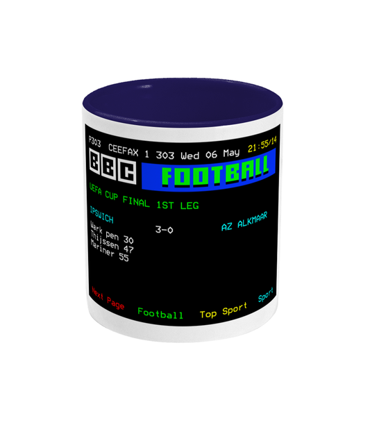 Football Teletext 'IPSWICH v AZ Alkmaar 1981' Mug