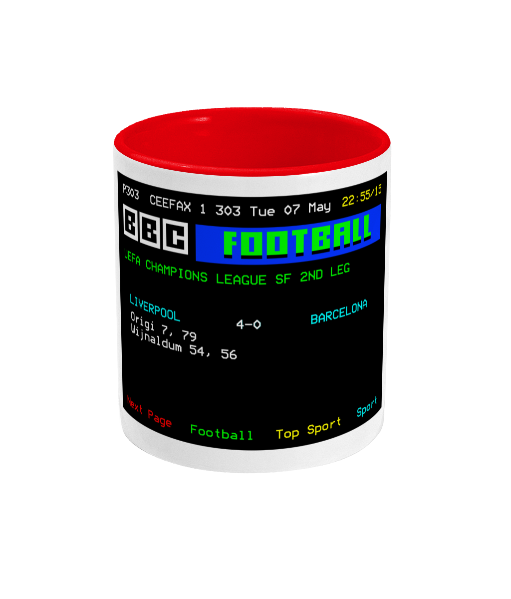 Football Teletext 'LIVERPOOL v Barcelona 2019' Mug