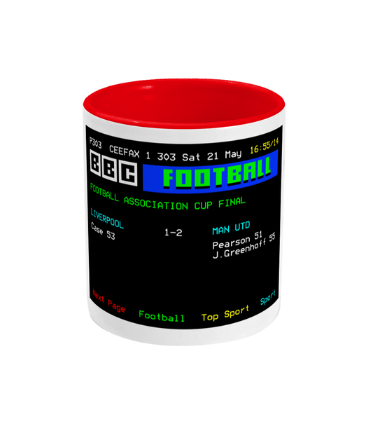 Football Teletext 'Liverpool v MANCHESTER U 1977' Mug
