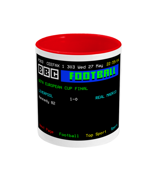 Football Teletext 'LIVERPOOL v Real Madrid 1981' Mug