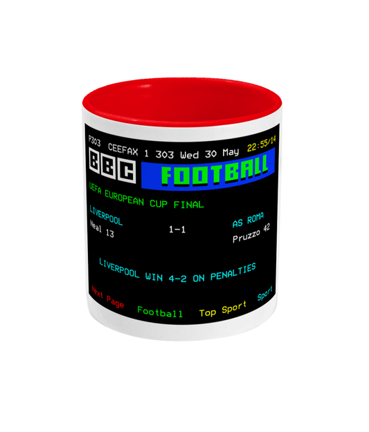 Football Teletext 'LIVERPOOL v AS Roma 1984' Mug