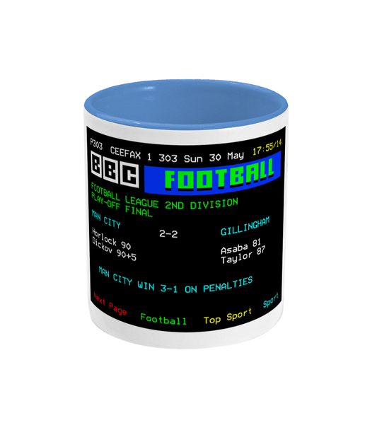 Football Teletext 'MANCHESTER C v Gillingham 1999' Mug