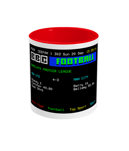 Football Teletext 'MANCHESTER U v Manchester C 2009' Mug