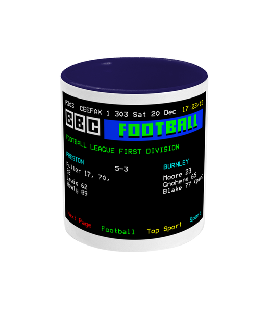Football Teletext 'PRESTON v Burnley 2003' Mug