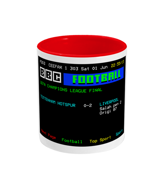 Football Teletext 'Tottenham Hotspur v LIVERPOOL 2019' Mug