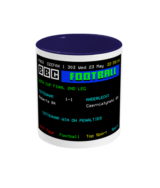 Football Teletext 'TOTTENHAM v Anderlecht 1984' Mug