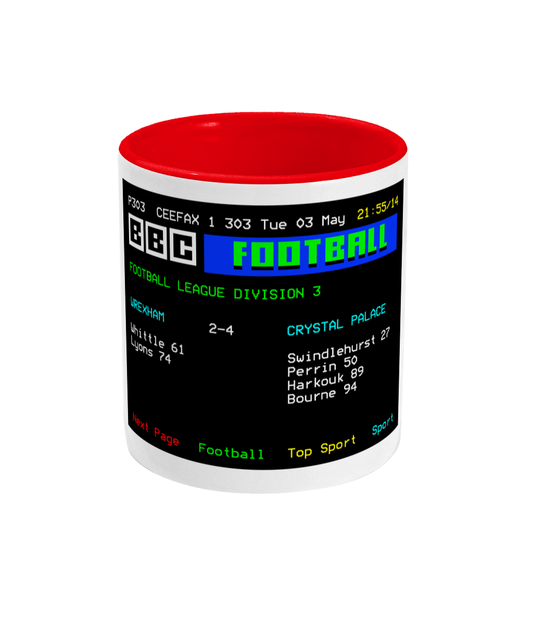 Football Teletext 'Wrexham v CRYSTAL P 1977' Mug