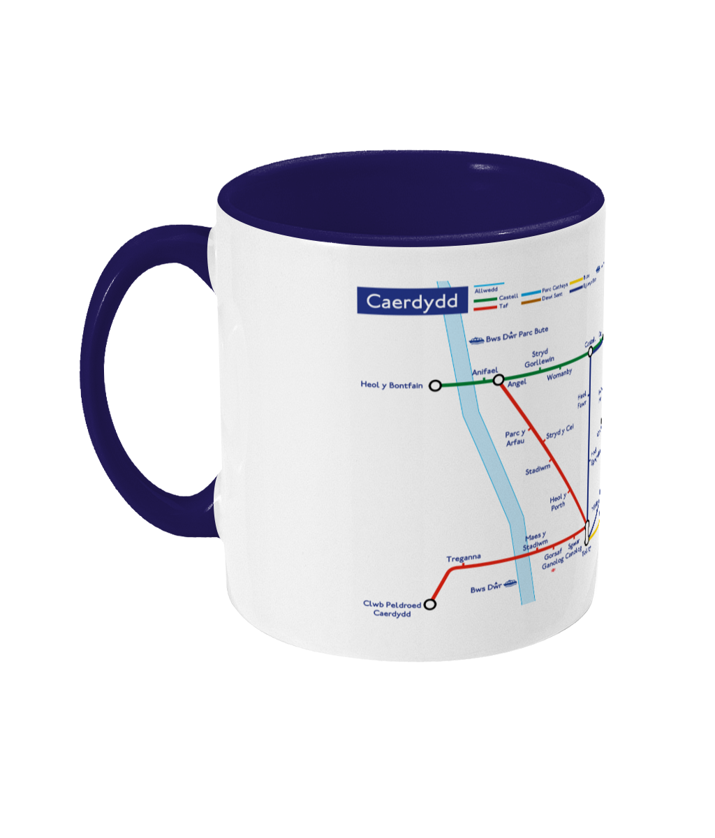 Maps and Signs Tube Map 'Caerdydd' Mug